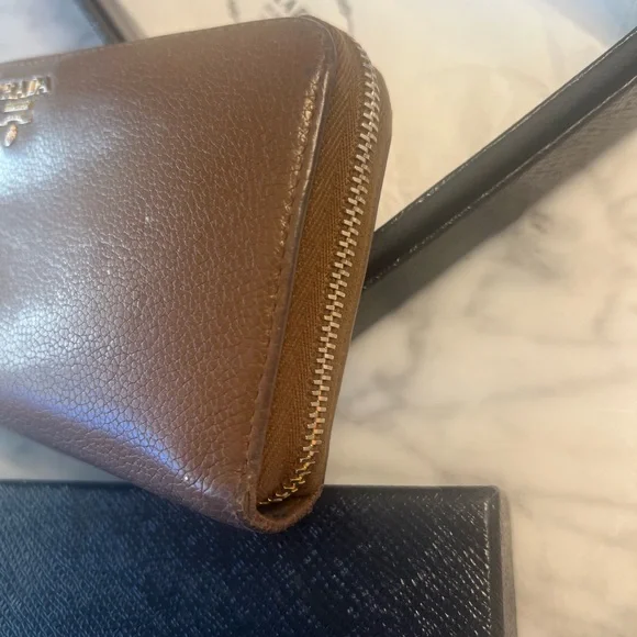 Prada Tan Leather Zip-Around Wallet - Picture 6 of 16
